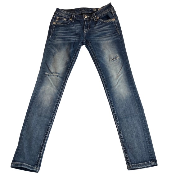 Miss Me Denim - Miss Me Signature Skinny Jeans 27 Medium Wash Embellished Distressed JP7072S5